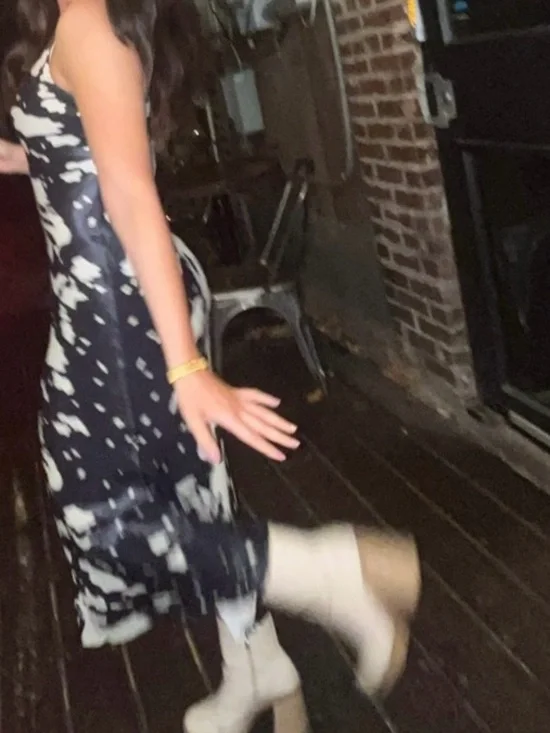 Anthropologie Black & Cream (cow print) Slip Midi Dress - Picture 4 of 4